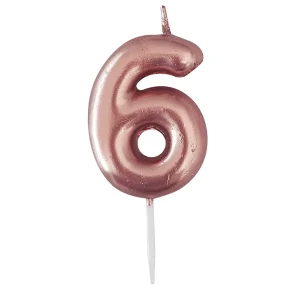 Vela Número Rose Gold "6" 1 unidad