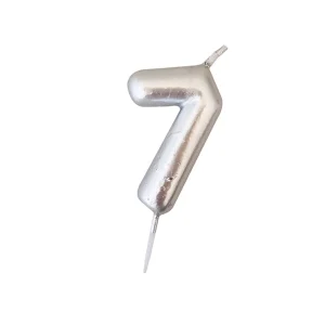 Vela número "7" plateada 1 unidad
