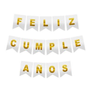 Banderín Feliz Cumpleaños Blanco