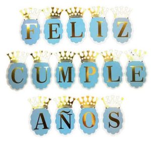 Banderín Feliz Cumpleaños corona