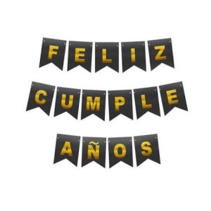 Banderín Feliz Cumpleaños Negro