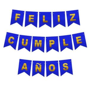 Banderín Feliz Cumpleaños azul