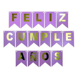 Banderín Feliz Cumpleaños lila