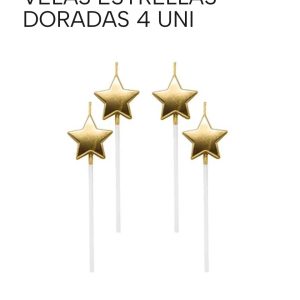 Velas estrellas doradas 4 unidades