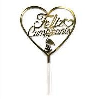 Topper torta acrílico dorado